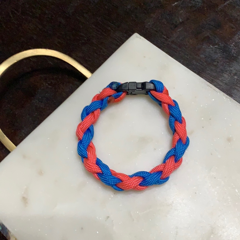 Pink and blue woven Paracord bracelet